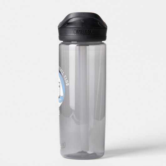 Atleet naam blauw zwart volleybal team spirit waterfles (Achterkant)