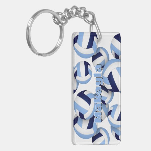 Atleet naam Blue White volleybal Sleutelhanger (Voorkant Links)