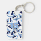 Atleet naam Blue White volleybal Sleutelhanger (achterkant)
