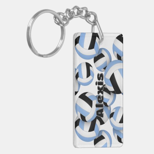 Atleet Naam Cluster van Lt Blauwe Zwarte Volleybal Sleutelhanger (Voorkant Links)