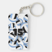 Atleet Naam Cluster van Lt Blauwe Zwarte Volleybal Sleutelhanger (achterkant)