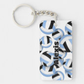 Atleet Naam Cluster van Lt Blauwe Zwarte Volleybal Sleutelhanger (Voorkant)