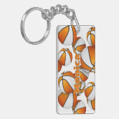 Atleet naam cluster van oranje witte basketballen sleutelhanger (Voorkant Links)
