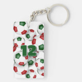 Atleet naam cluster van rode groene voetballen sleutelhanger (achterkant)