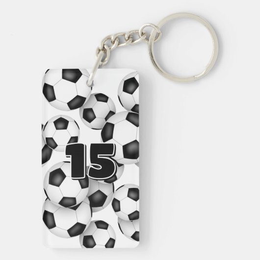 Atleet naam cluster van voetballen sleutelhanger (achterkant)
