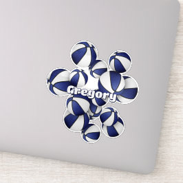 Atleet naam op cluster van blauwe witte basketball sticker
