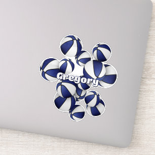 Atleet naam op cluster van blauwe witte basketball sticker