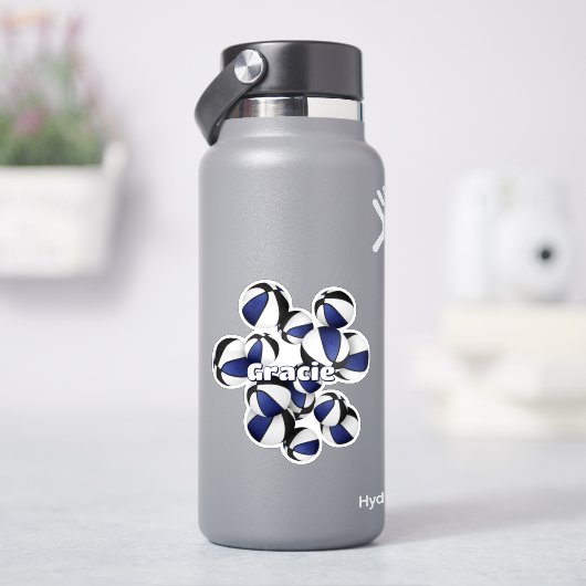 Atleet naam op cluster van blauwe zwarte basketbal sticker (HydroFlask)