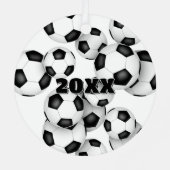 Atleet naam op cluster van voetballen Keepsake Metalen Ornament (Achterkant)