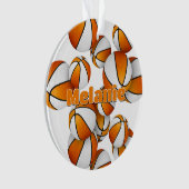 Atleet naam op oranje witte basketballen ornament (voorkant)