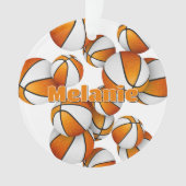 Atleet naam op oranje witte basketballen ornament (voorkant)