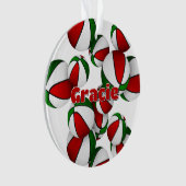 Atleet naam op rode groene basketballen ornament (voorkant)