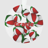 Atleet naam op rode groene basketballen ornament (voorkant)