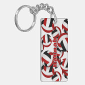 Atleet naam rood zwart team kleuren volleybal sleutelhanger (Voorkant Links)