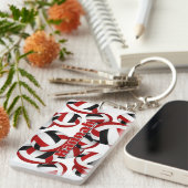 Atleet naam rood zwart team kleuren volleybal sleutelhanger (Voorkant Rechts)