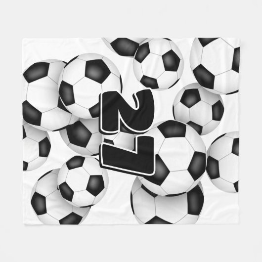 Atleet trui nummer op groep van voetballen fleece deken (Voorkant (Horizontaal))