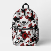 Atleten monogram maroon zwarte voetballen bedrukte rugzak (Voorkant)