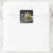 Atleten op tapijten vierkante sticker (Tas)