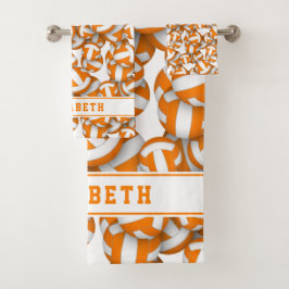 Atleten oranje team kleuren volleybal speler naam bad handdoek