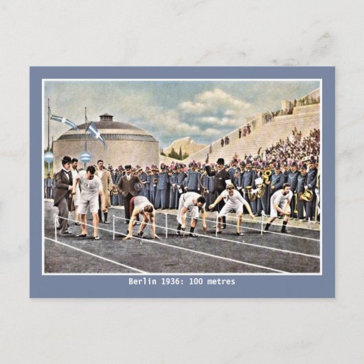  atletiek 100 meter Berlijn 1936 Briefkaart (Voorkant)