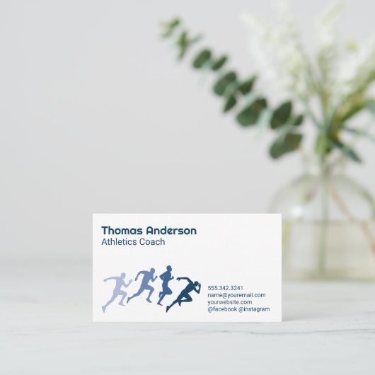 Atletiek | Man-illustraties uitvoeren Visitekaartje (Staand voorkant)