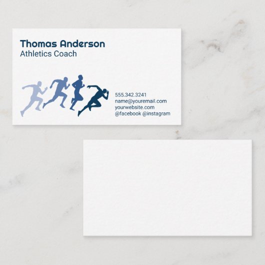 Atletiek | Man-illustraties uitvoeren Visitekaartje (Voorkant / Achterkant)