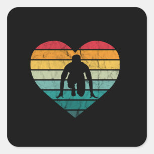 Atletiek Sprinter Retro Hart Vierkante Sticker