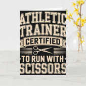 Atletiek Trainer Grappige Hardlopen Met Scharen Af Kaart (Gele Bloem)
