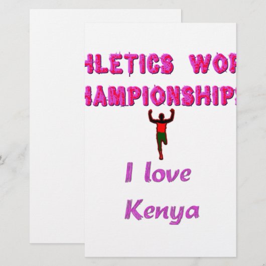 Atletiek Wereldkampioenschappen Kenia Runner: I Lo Briefpapier (Voorkant / Achterkant)