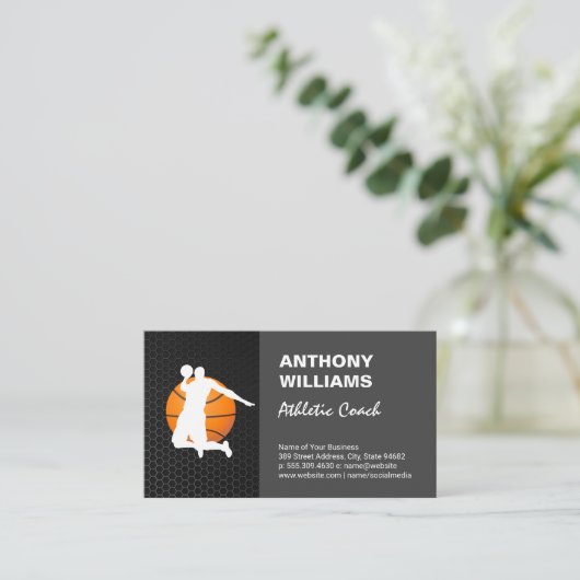 atletiektrainer | Basketballer Dunking Visitekaartje (Staand voorkant)