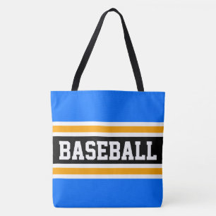 Atletisch HONKBAL Helderblauw Zwart Oranje Strepen Tote Bag