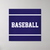Atletisch Navy Blauwe Witte BASEBALL Tekst Strepen Canvas Afdruk (Voorkant)
