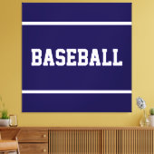 Atletisch Navy Blauwe Witte BASEBALL Tekst Strepen Canvas Afdruk (Insitu (Woonkamer))