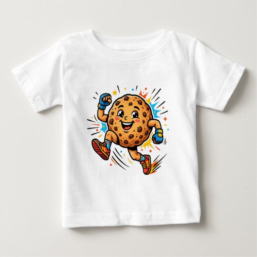 Atletische chocoladekoek hardloopcartoon mascotte (Voorkant)