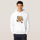 Atletische chocoladekoek hardloopcartoon mascotte hoodie (Voorkant volledig)