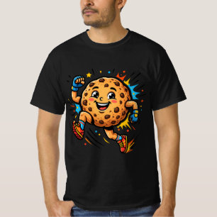 Atletische chocoladekoek hardloopcartoon mascotte t-shirt