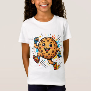 Atletische chocoladekoek hardloopcartoon mascotte t-shirt