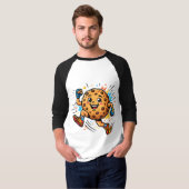 Atletische chocoladekoek hardloopcartoon mascotte t-shirt (Voorkant volledig)