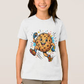Atletische chocoladekoek hardloopcartoon mascotte Tri-Blend shirt (Voorkant)
