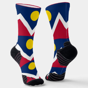Atletische crewsok met vlag van Denver City, V.S. Sokken