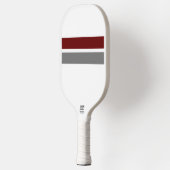 Atletische Deep Red Grey Racing Stripes op wit Pickleball Paddle (Links)
