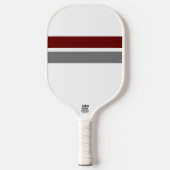 Atletische Deep Red Grey Racing Stripes op wit Pickleball Paddle (Voorkant)