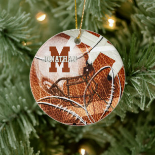 atletische giften varsity letter monogram football keramisch ornament
