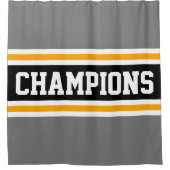 Atletische KAMPIOENEN Grijs Zwart Racing Stripes Douchegordijn (Voorkant)