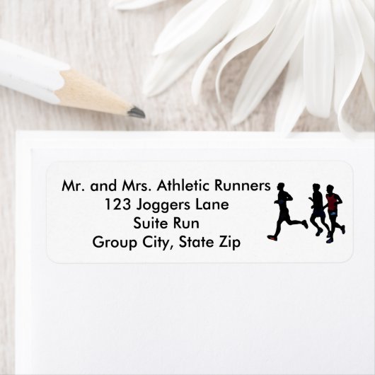 Atletische lopers die Personaliseer adreslabel uit Etiket (Insitu)