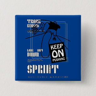 Atletische Sport blijven duwen Vierkante Button 5,1 Cm