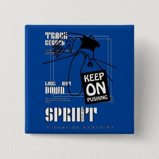 Atletische Sport blijven duwen Vierkante Button 5,1 Cm (Voorkant)