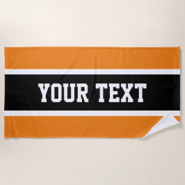 Atletische Sportieve Zwart Wit Helder Sinaasappel  Strandlaken