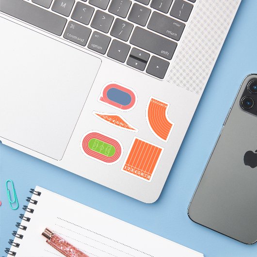 Atletische Track Stickers (Laptop met iPhone)