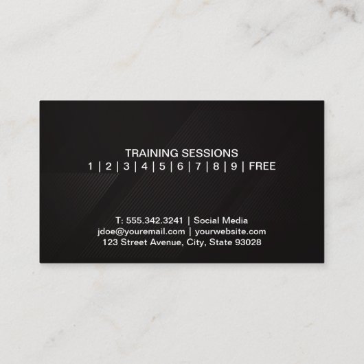 Atletische vrouw met dumbbells visitekaartje (Achterkant)